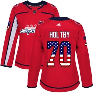 Damen Washington Capitals Trikot Braden Holtby 70 Rot USA Flag Fashion Authentic